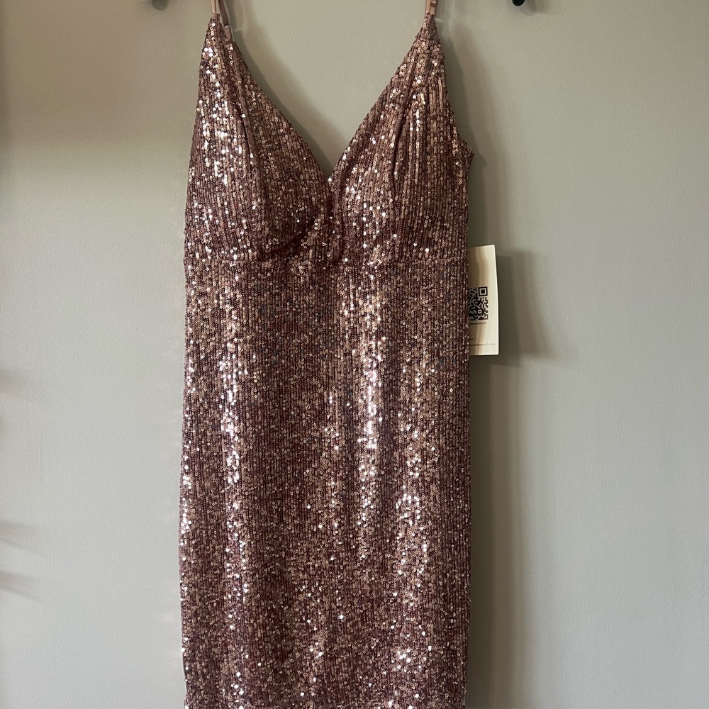 Emerald Sundae Rose Gold Mini Slip Dress Spaghetti Strap